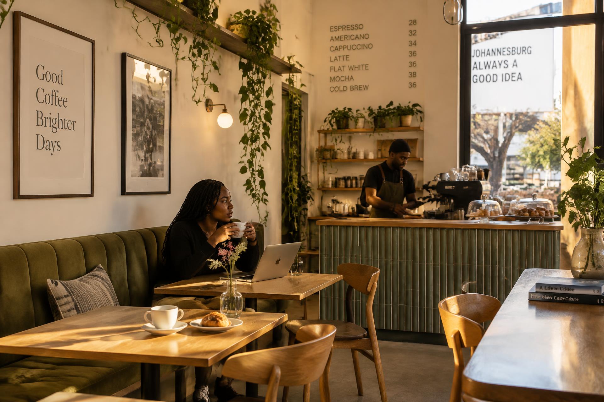 The interior of Brindle & Bean Café in Johannesburg